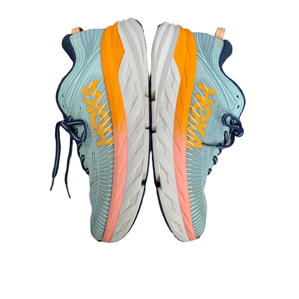 Hoka One One Womens 8.5 Bondi 7 Running Walking Cushion Comfy Workout Blue Shoes - Picture 11 of 13